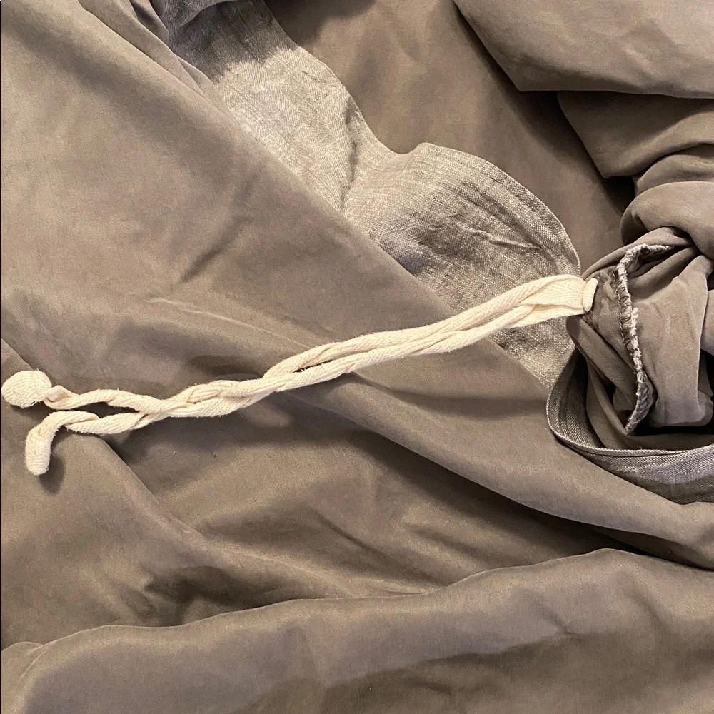 Pottery Barn Duvet Cover and Two Pillow Shams Tencel Body with Linen Trim